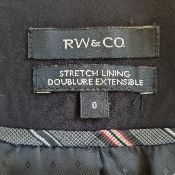 RW&CO Stretch Lining Womens Black Suit Blazer Size 0 One Button Stylish Chic - Picture 3 of 16